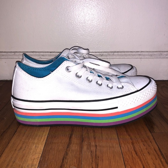converse rainbow platform sneakers